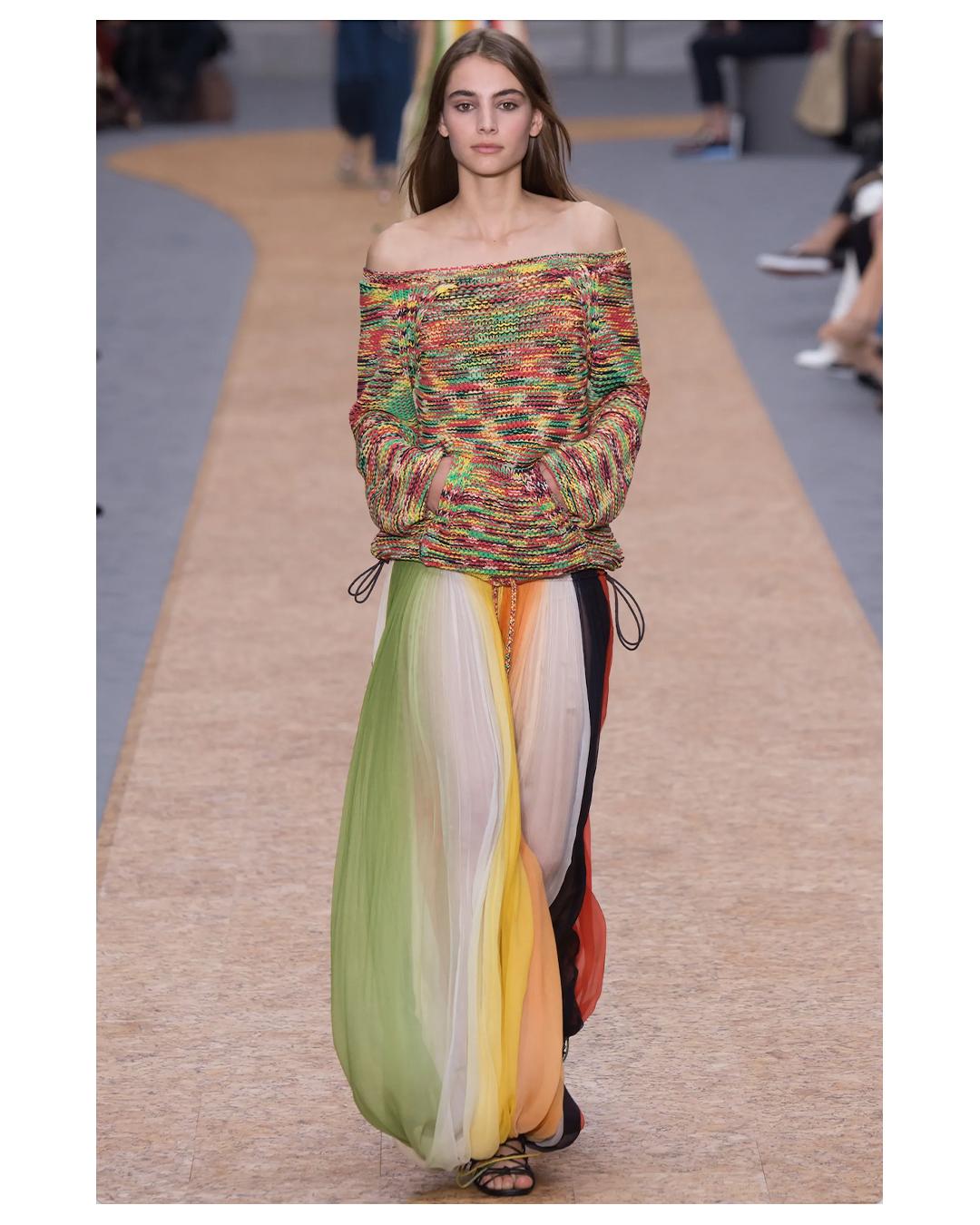 Chloe S/S 2016 oversized chunky knit knitted orange rainbow slouch sweater In Excellent Condition In Milano, Lombardia