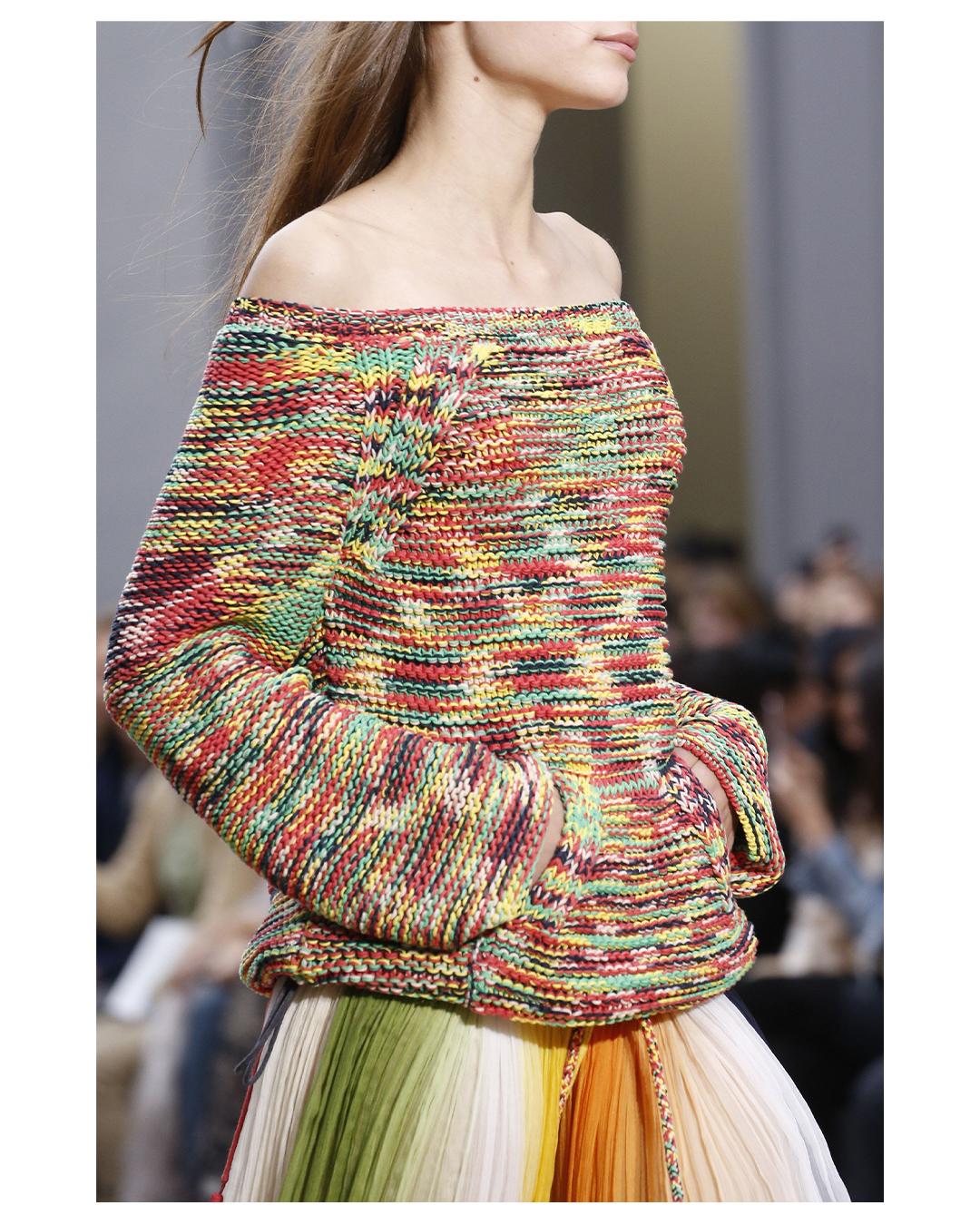 Women's Chloe S/S 2016 oversized chunky knit knitted orange rainbow slouch sweater