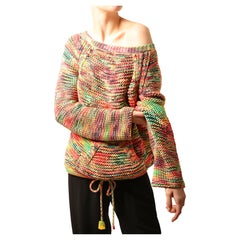Übergroßer orangefarbener Regenbogen-Schlauchpullover aus klobigem Strick in Übergröße, 2016