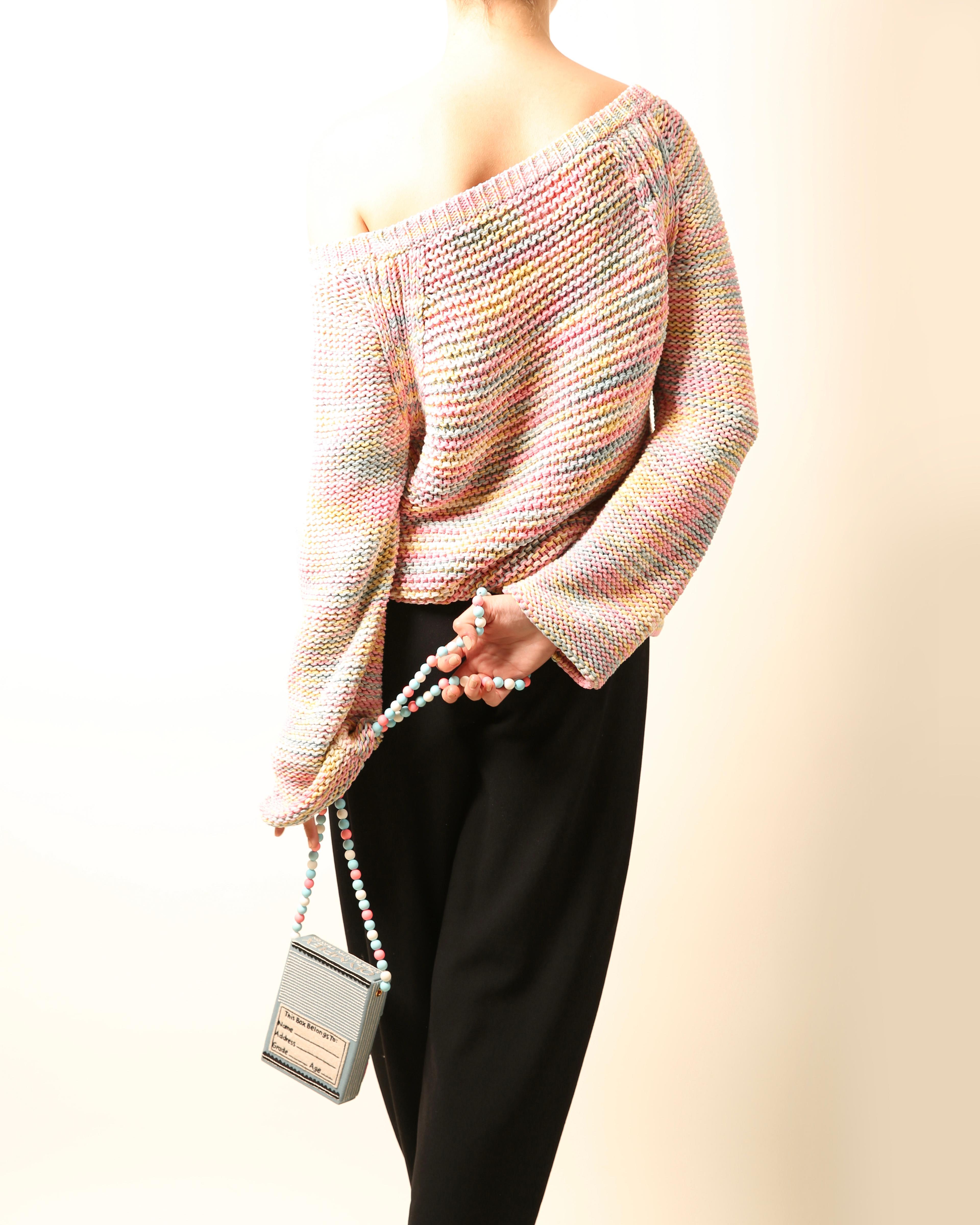 Chloe S/S 2016 oversized chunky knit knitted pink pastel rainbow slouch sweater For Sale 2