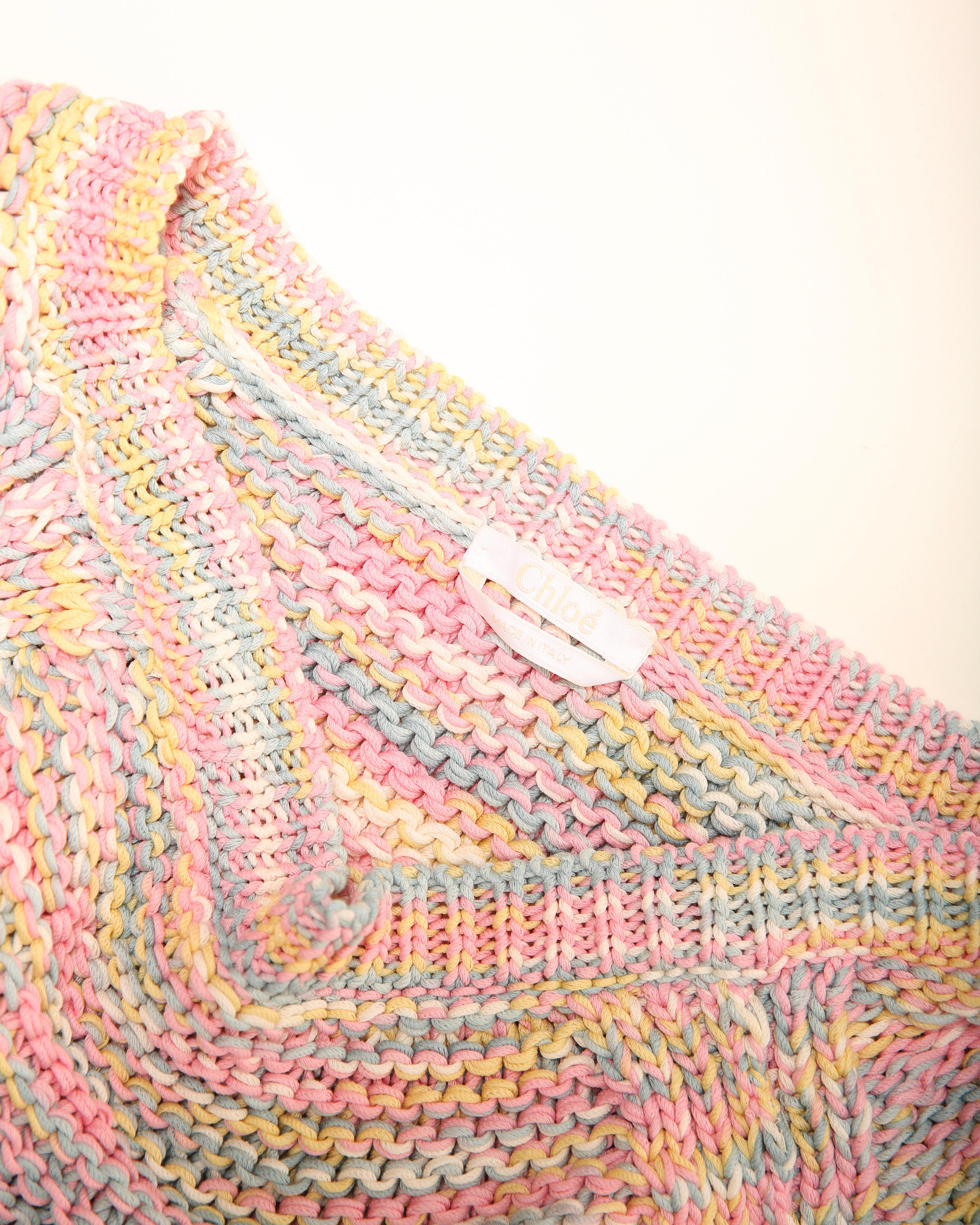 Chloe S/S 2016 oversized chunky knit knitted pink pastel rainbow slouch sweater For Sale 3