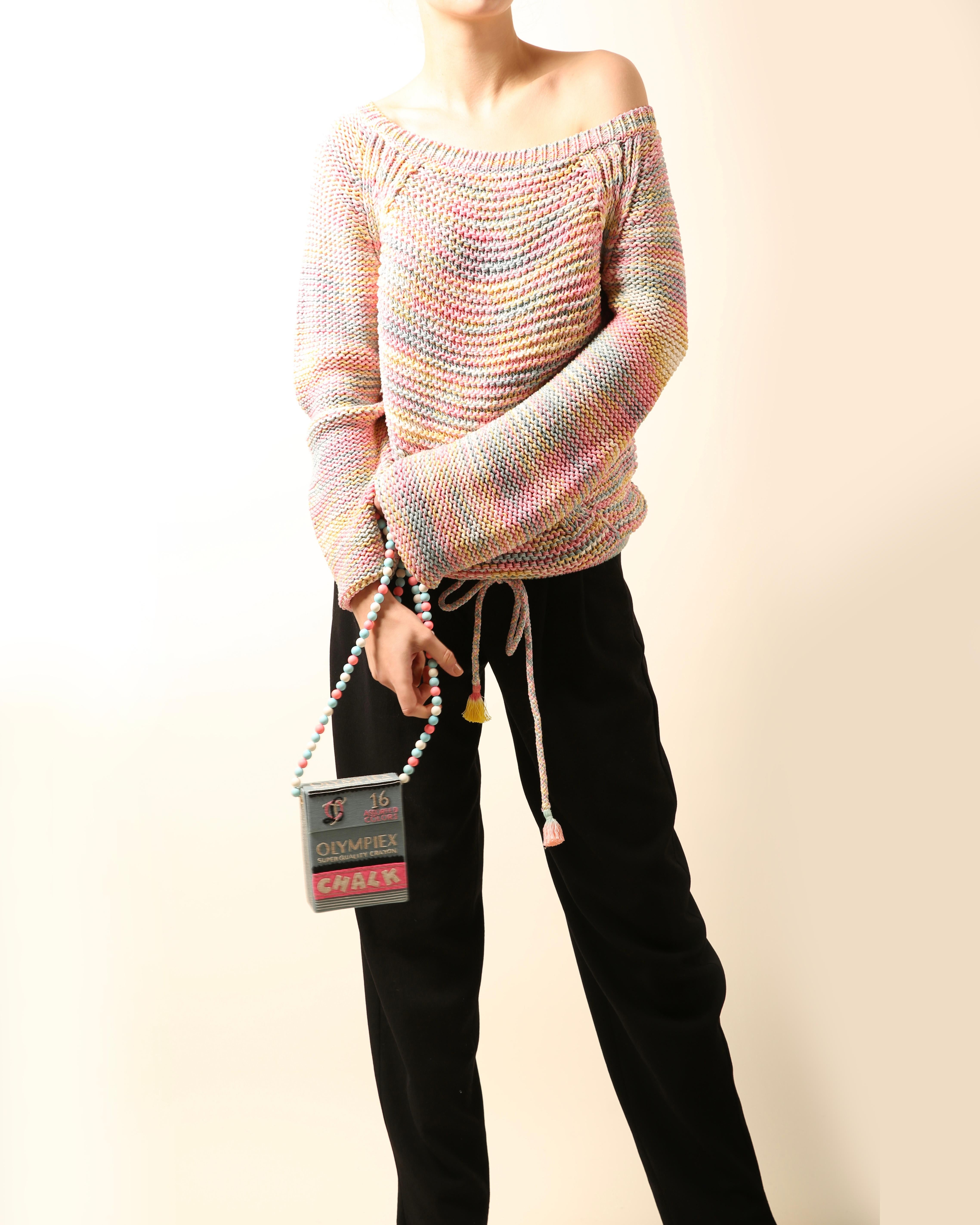 Women's Chloe S/S 2016 oversized chunky knit knitted pink pastel rainbow slouch sweater For Sale