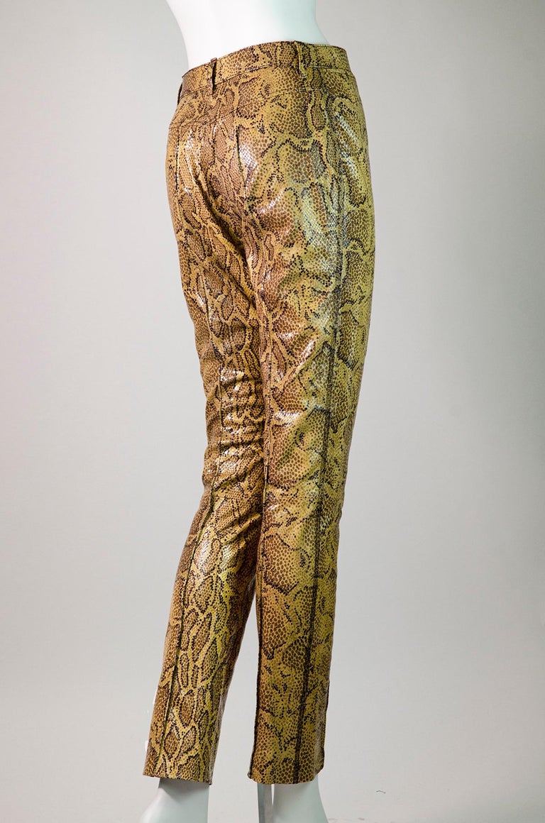 CHLOÉ S/S 2018 Runway Snakeskin Effect Leather Pants For Sale at 1stDibs
