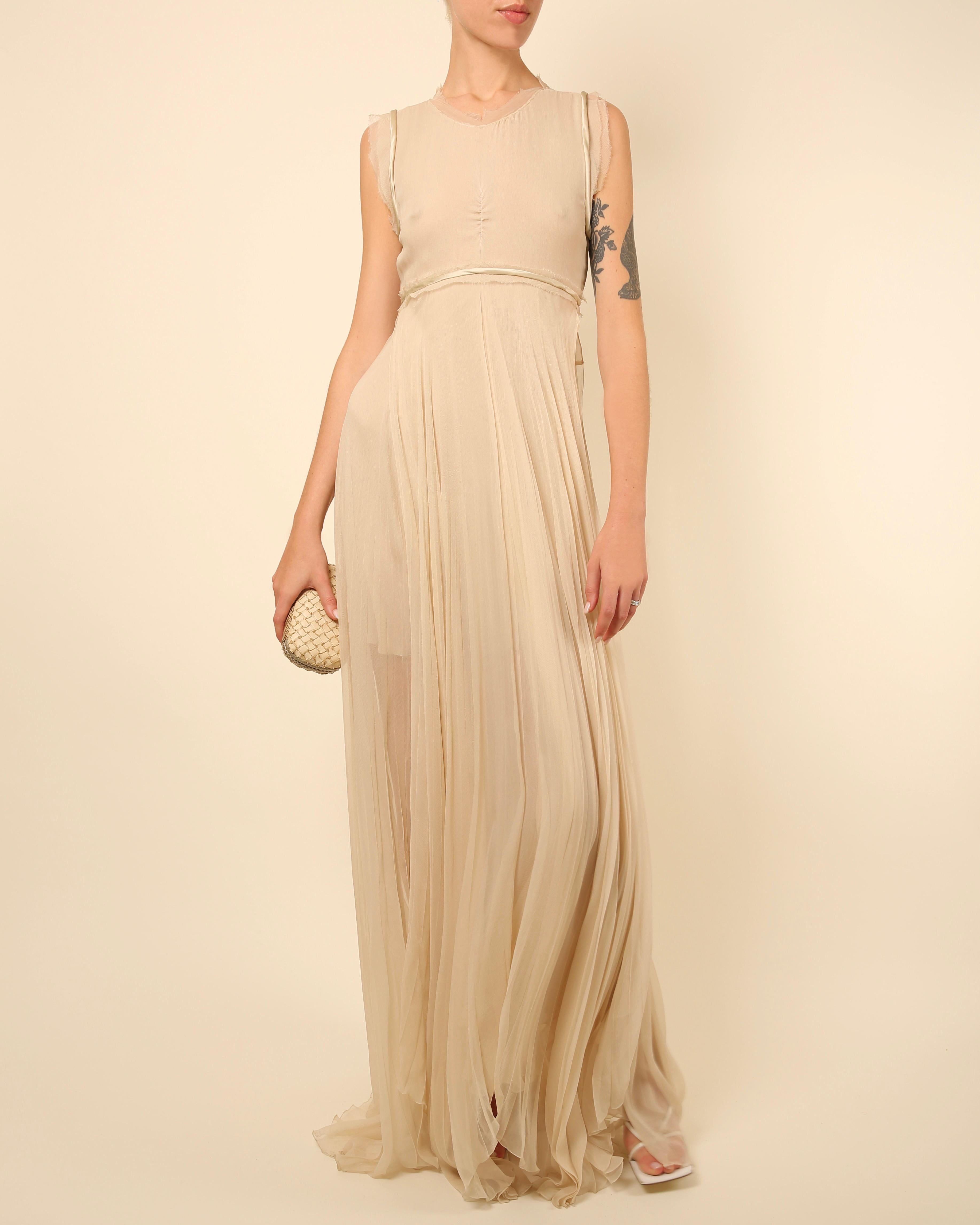 Beige Chloe S/S10 ivory white beige chiffon silk layered sleeveless wedding dress gown For Sale