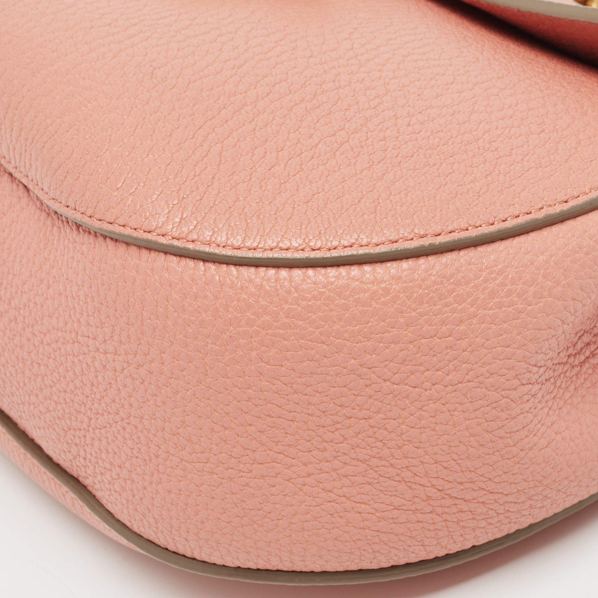 Chloe Salmon Pink Leather Medium Drew Shoulder Bag For Sale 9