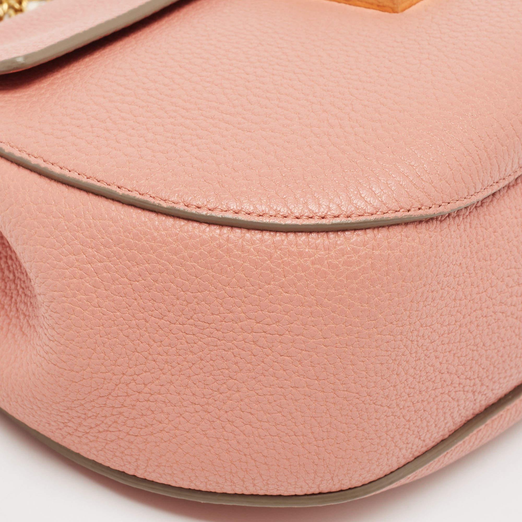Chloe Salmon Pink Leather Medium Drew Shoulder Bag For Sale 10