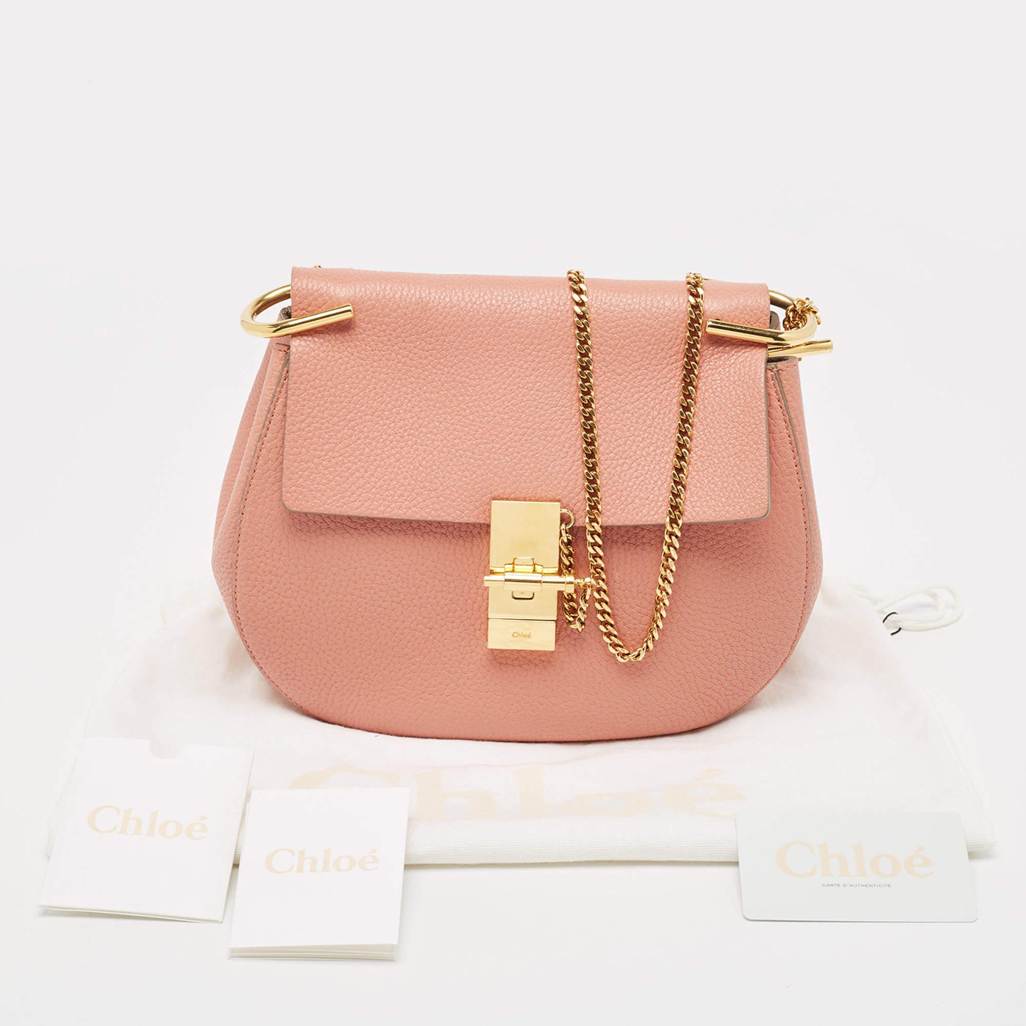 Chloe Salmon Pink Leather Medium Drew Shoulder Bag For Sale 1