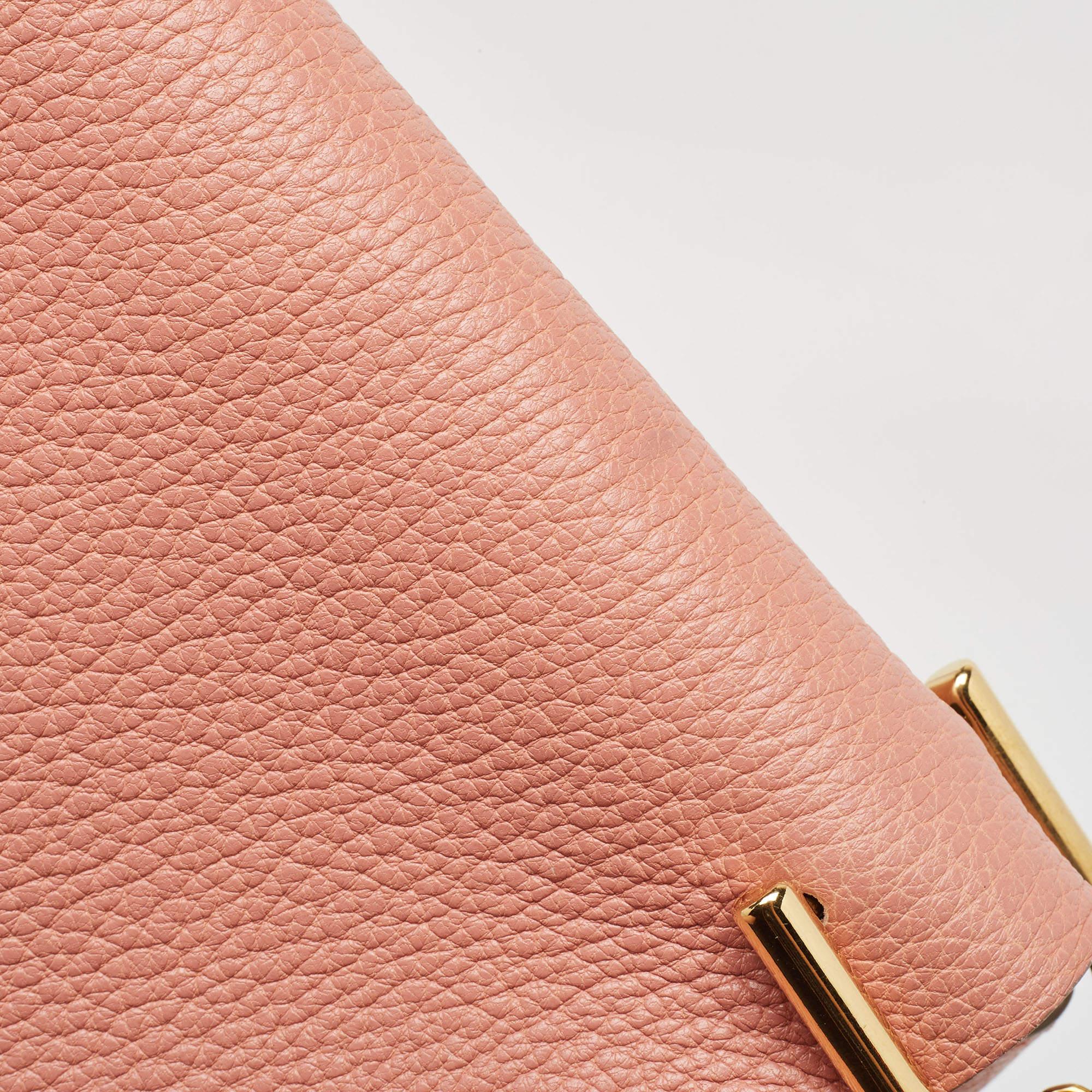 Chloe Salmon Pink Leather Medium Drew Shoulder Bag For Sale 2