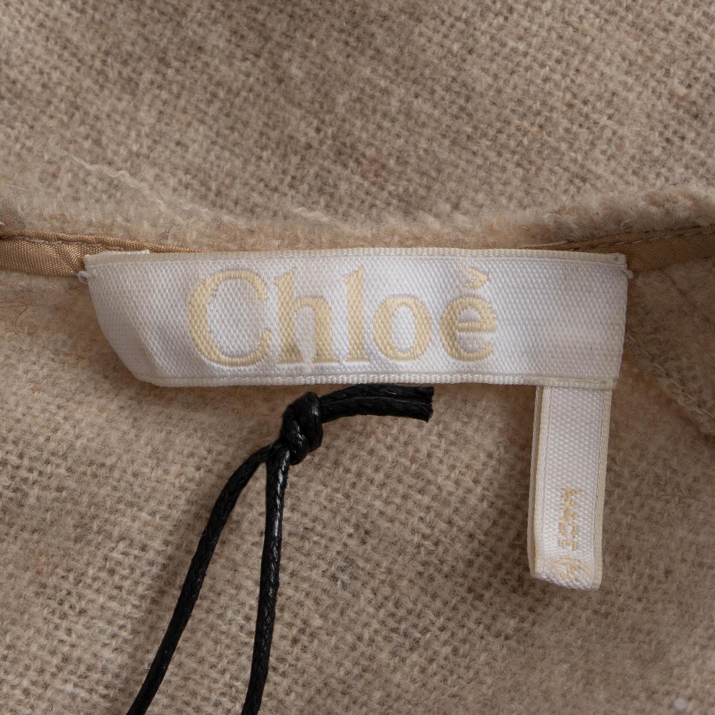 CHLOE Sandy Khaki, abito beige in cashmere e lana 2022 TUNIC 36 XS in vendita 2
