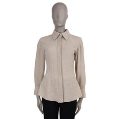 CHLOE Sandy Khaki beige wool & cashmere 2022 FITTED Shirt 36 XS