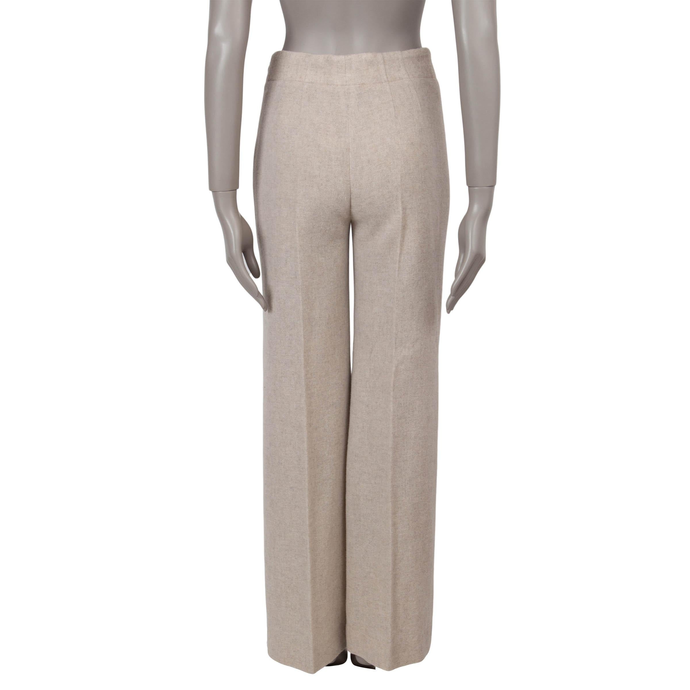 Beige CHLOE Sandy Khaki beige wool & cashmere 2022 WIDE-LEG Pants 36 XS For Sale