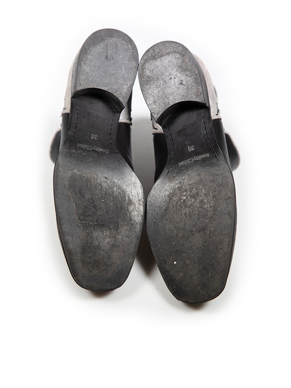Women's Chloé See By Chloé Black Leather Silver Flame Boots Size IT 36