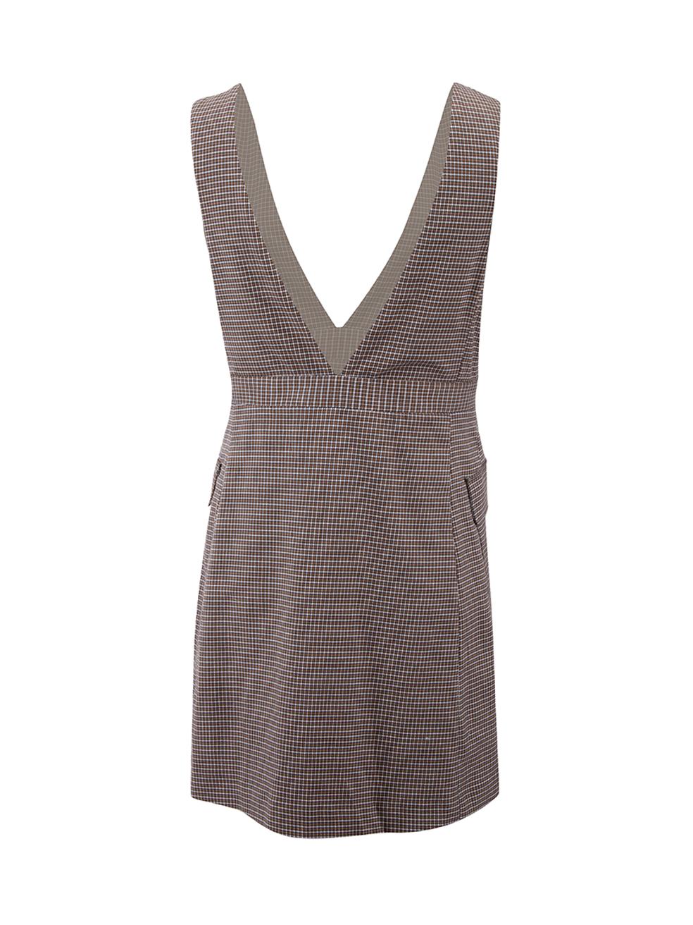 Chloé See by Chloé Brown Houndstooth Pinafore Dress Size S In Good Condition For Sale In London, GB
