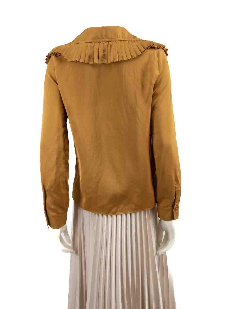 Chloé See By Chloé Brown plissierte Kragen Bluse Größe S im Zustand „Gut“ im Angebot in London, GB