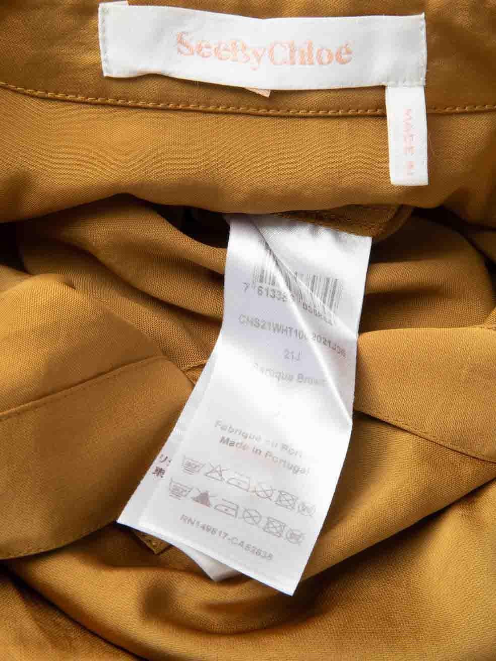 Chloé See By Chloé Brown plissierte Kragen Bluse Größe S im Angebot 1