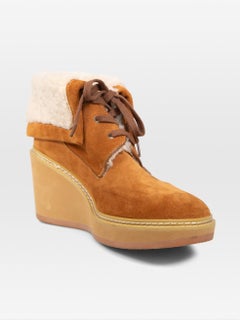 Chloé See By Chloé Brown Shearling Suede Snow Boots Size IT 40