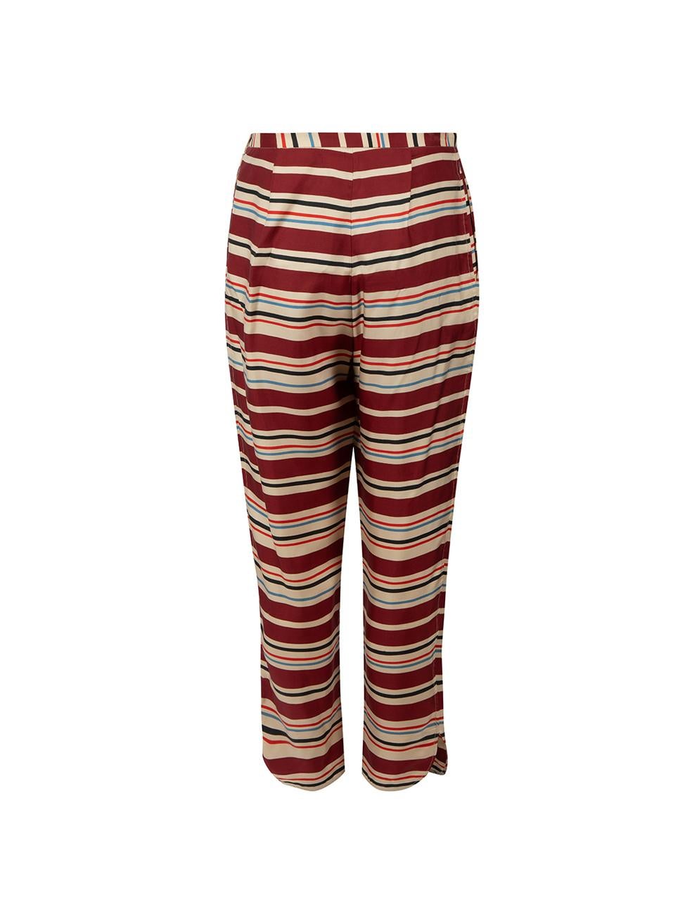 Chloé See by Chloé Burgundy Silk Striped Tapered Trousers Size S In Good Condition For Sale In London, GB