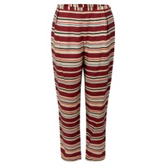 Chloé See by Chloé Burgundy Silk Striped Tapered Trousers Size S