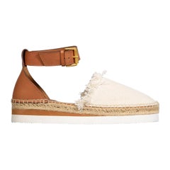 Chloé See by Chloé Ecru Espadrille Wedge Sandals Size IT 40