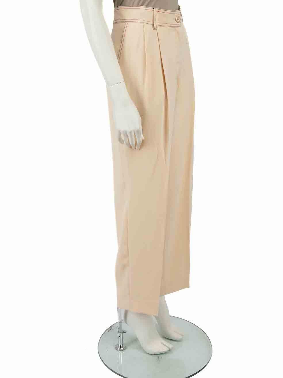 CONDITION is Never worn. No visible wear to trousers is evident on this new See By Chloé designer resale item.
 
 Details
 Peach
 Polyester
 Trousers
 Straight leg
 High rise
 Contrast stitch
 2x Side pockets
 Fly zip and button fastening
 
 
 Made