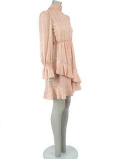 Chloé See by Chloé Pink Checked Jacquard Ruffle Mini Dress Size S