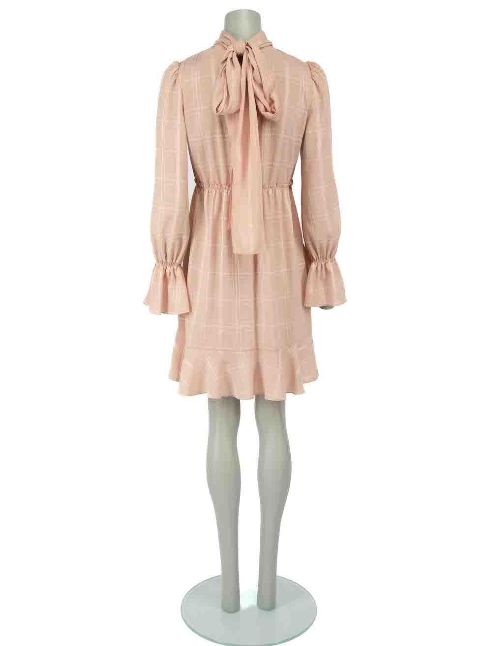 Chloé See by Chloé Pink Checked Jacquard Ruffle Mini Dress Size S In Excellent Condition In London, GB