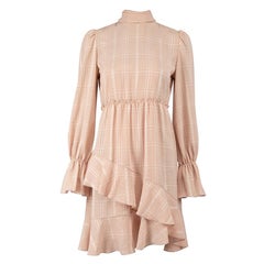 Chloé See by Chloé Pink Checked Jacquard Ruffle Mini Dress Size S