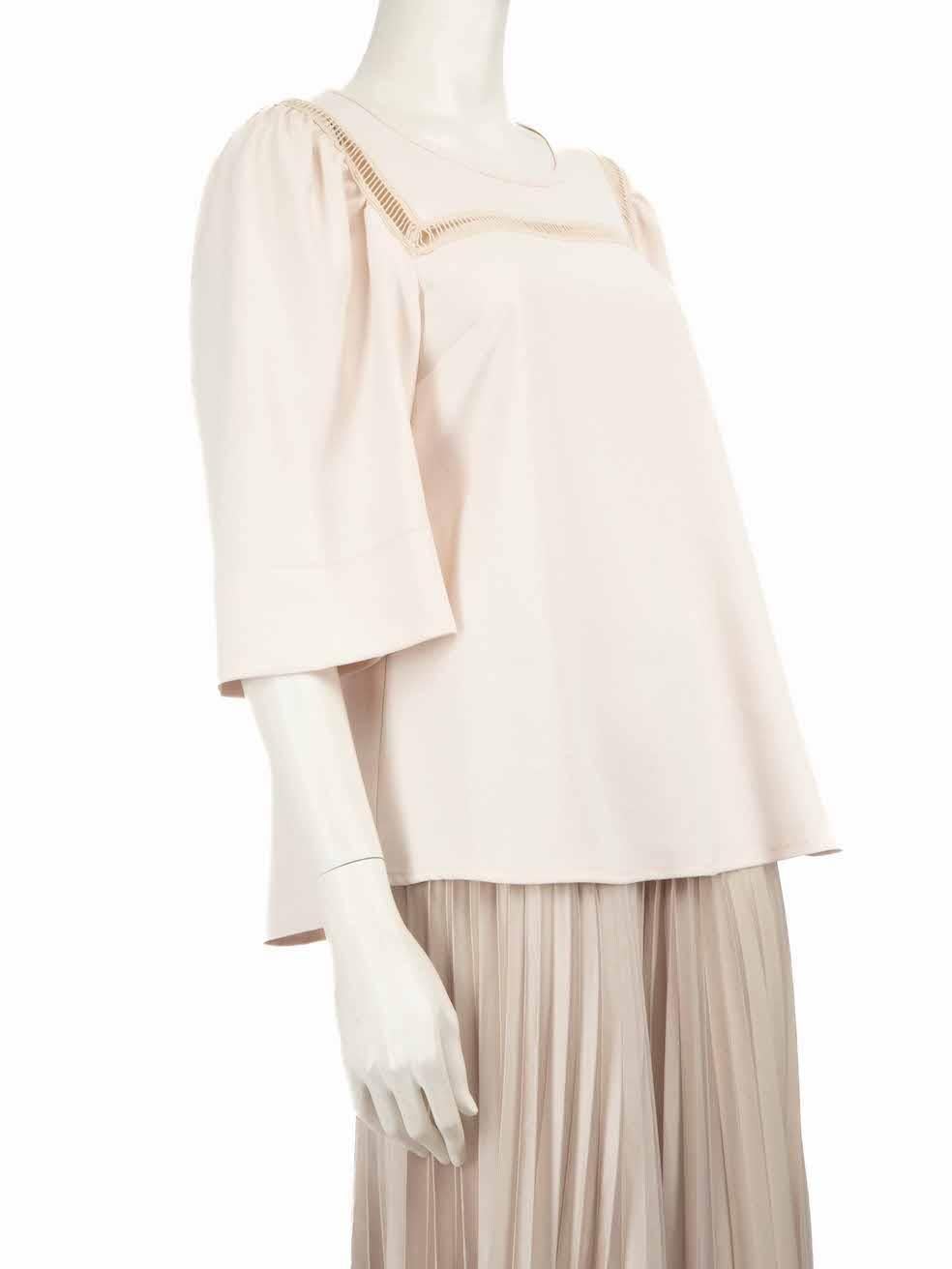 CONDITION is Very good. Hardly any visible wear to the top is evident on this used See by Chloe designer resale item.
 
 
 
 Details
 
 
 Pink
 
 Polyester
 
 Top
 
 Sleeveless
 
 Round neck
 
 See through lace panel
 
 Back button fastening
 
 
 
