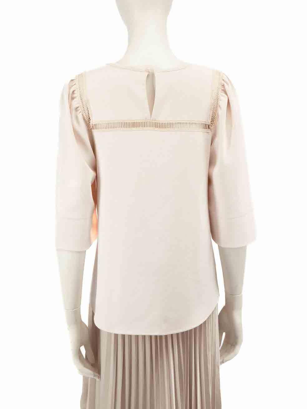 White Chloé See by Chloe Pink Lace Embroidered Top Size S
