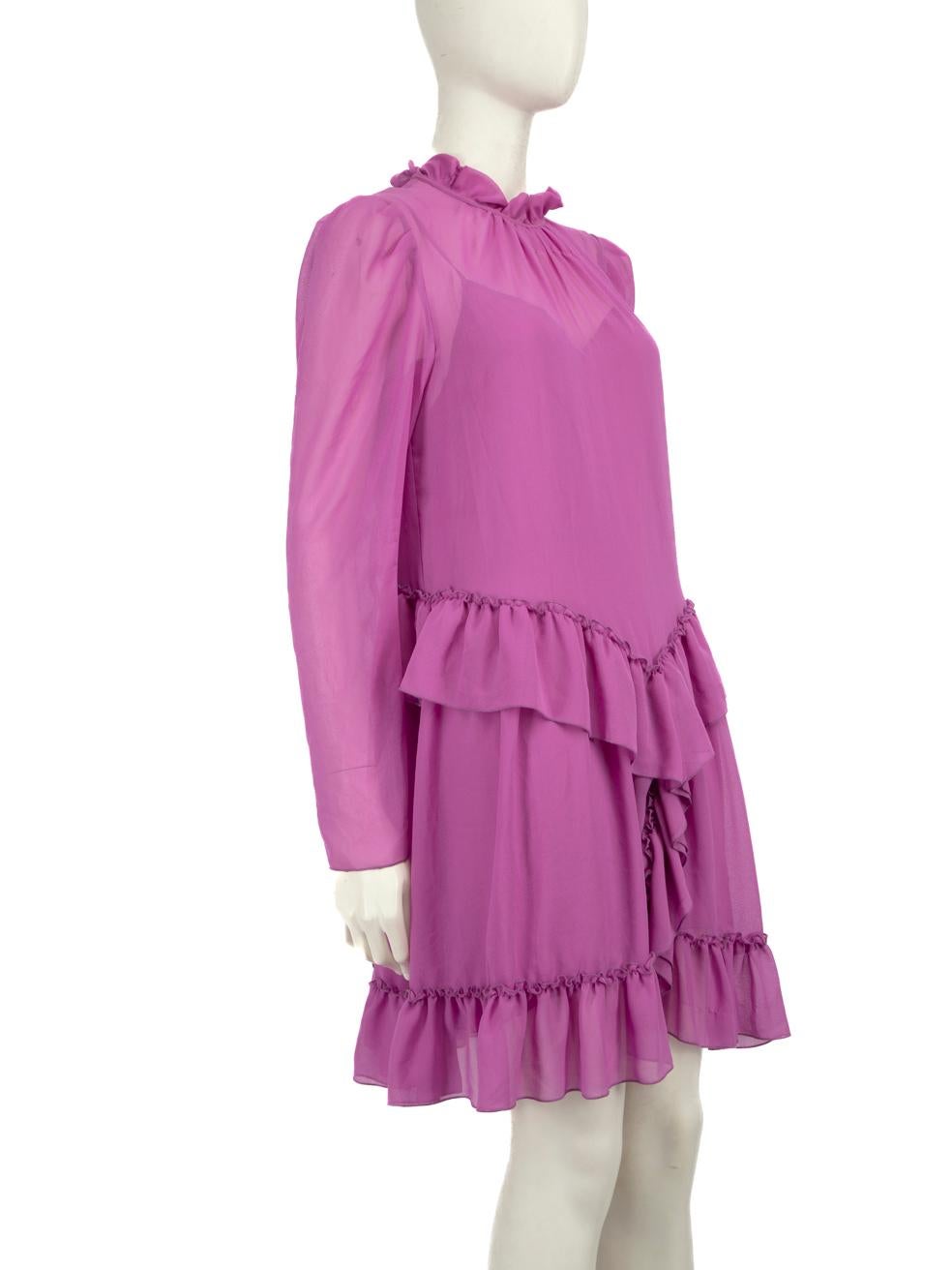 CONDITION is Never worn, with tags. Due to poor storage of the dress, pull to the weave and loose threads are around on the neckline and shoulders on this new See by Chloé designer resale item.
 
 
 
 Details
 
 
 Purple
 
 Polyester
 
 Dress
 

