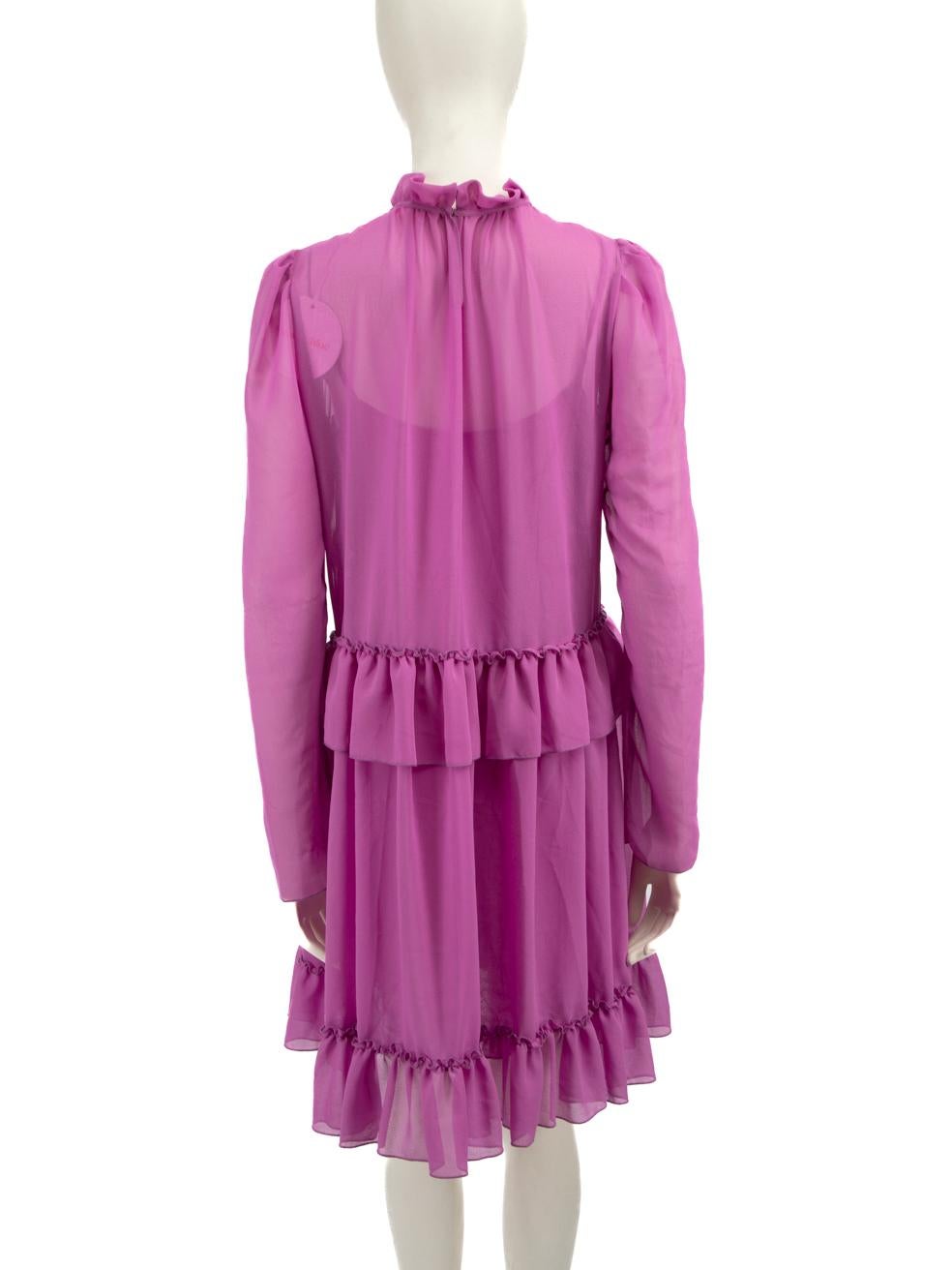 Chloé See by Chloé Purple Ruffle Knee Length Dress Size XL In New Condition For Sale In London, GB