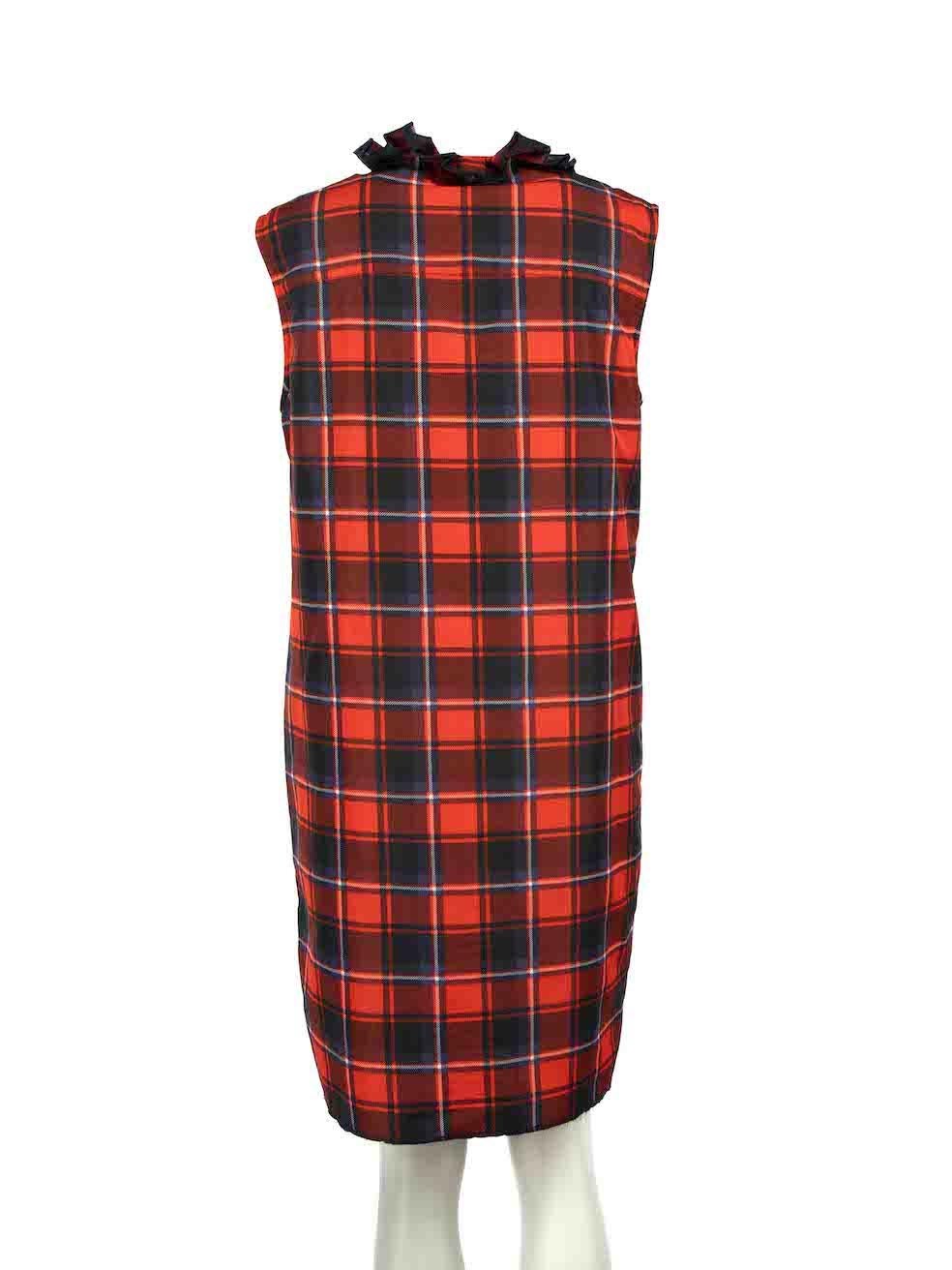 Chloé See By Chloé Red Tartan Ruffle Shift Dress Size L In Good Condition For Sale In London, GB