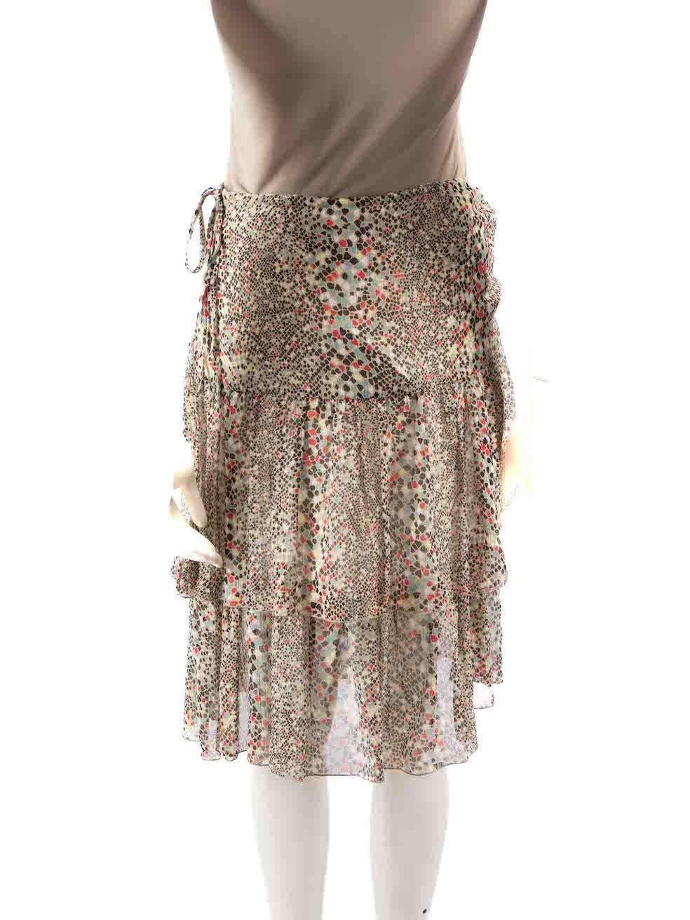 Chloé See by Chloe Rüschenbesetzter bedruckter Minirock Größe XS (Beige) im Angebot