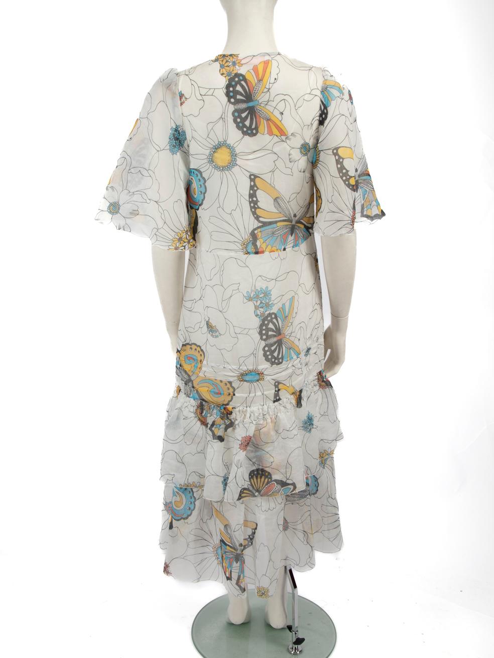 Gray Chloé See By Chloé White Butterfly Floral Midi Dress Size S