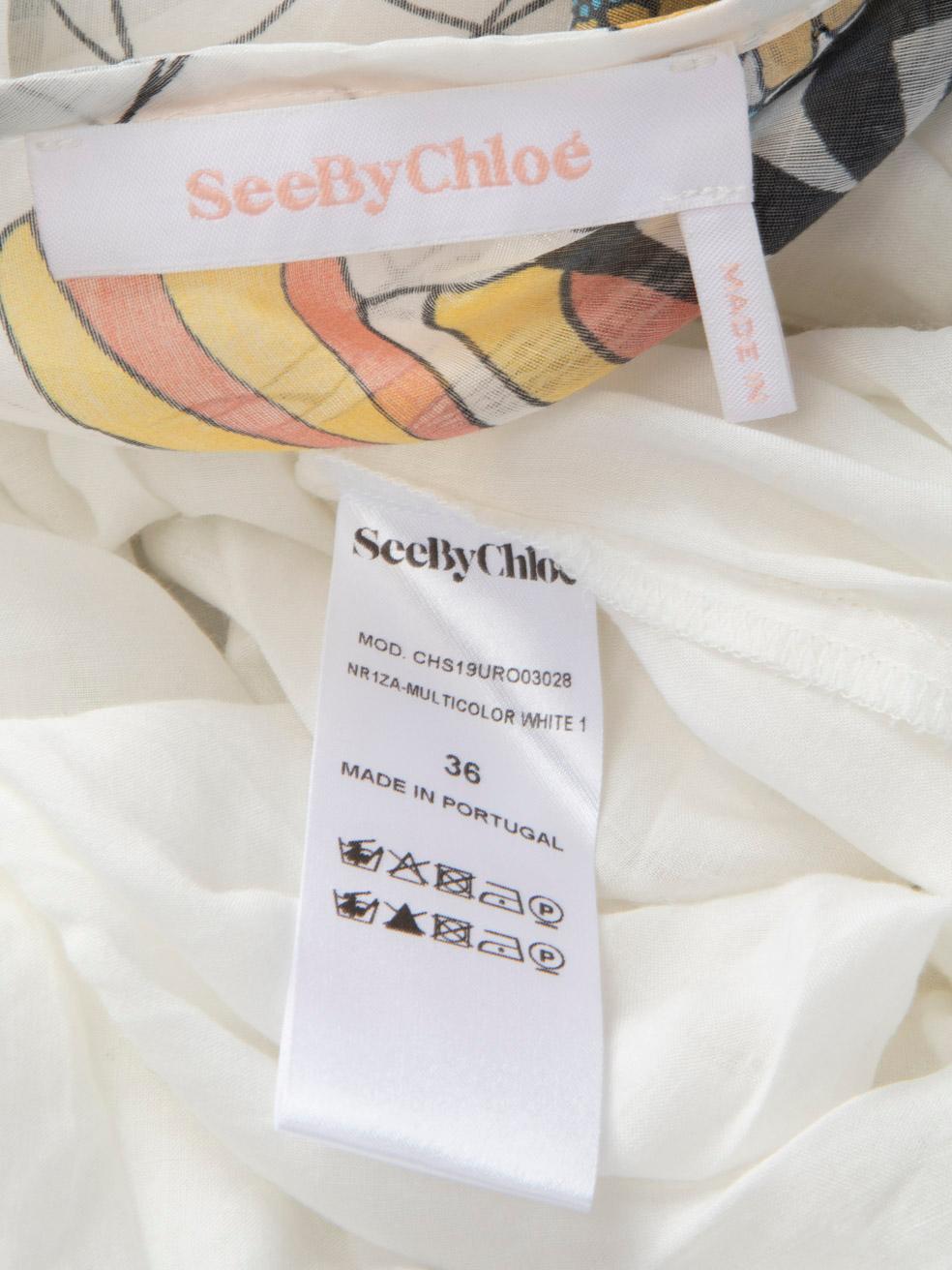 Women's Chloé See By Chloé White Butterfly Floral Midi Dress Size S