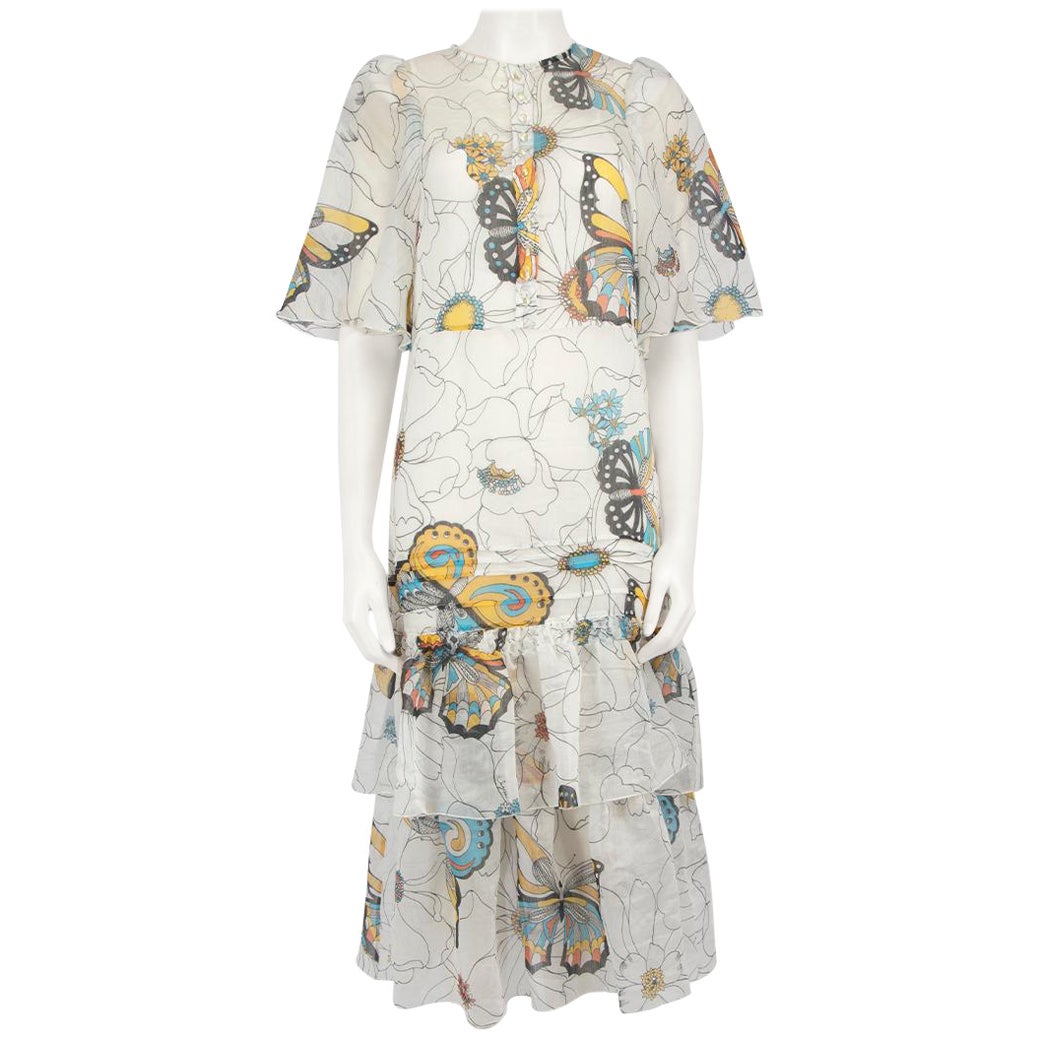 Chloé See By Chloé White Butterfly Floral Midi Dress Size S