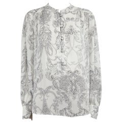 Chloé See by Chloé White Floral Print Long Sleeve Blouse Size XL