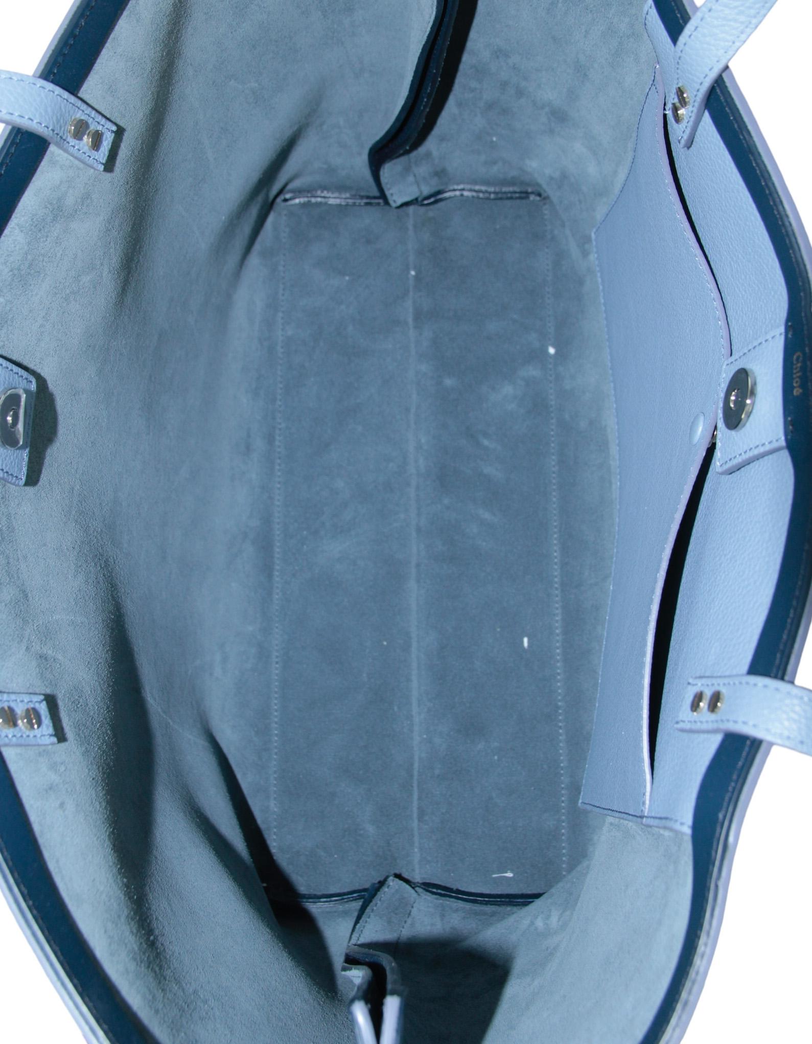 Chloe Shady Cobalt Blue Calfskin Leather Sense Tote Bag For Sale 2