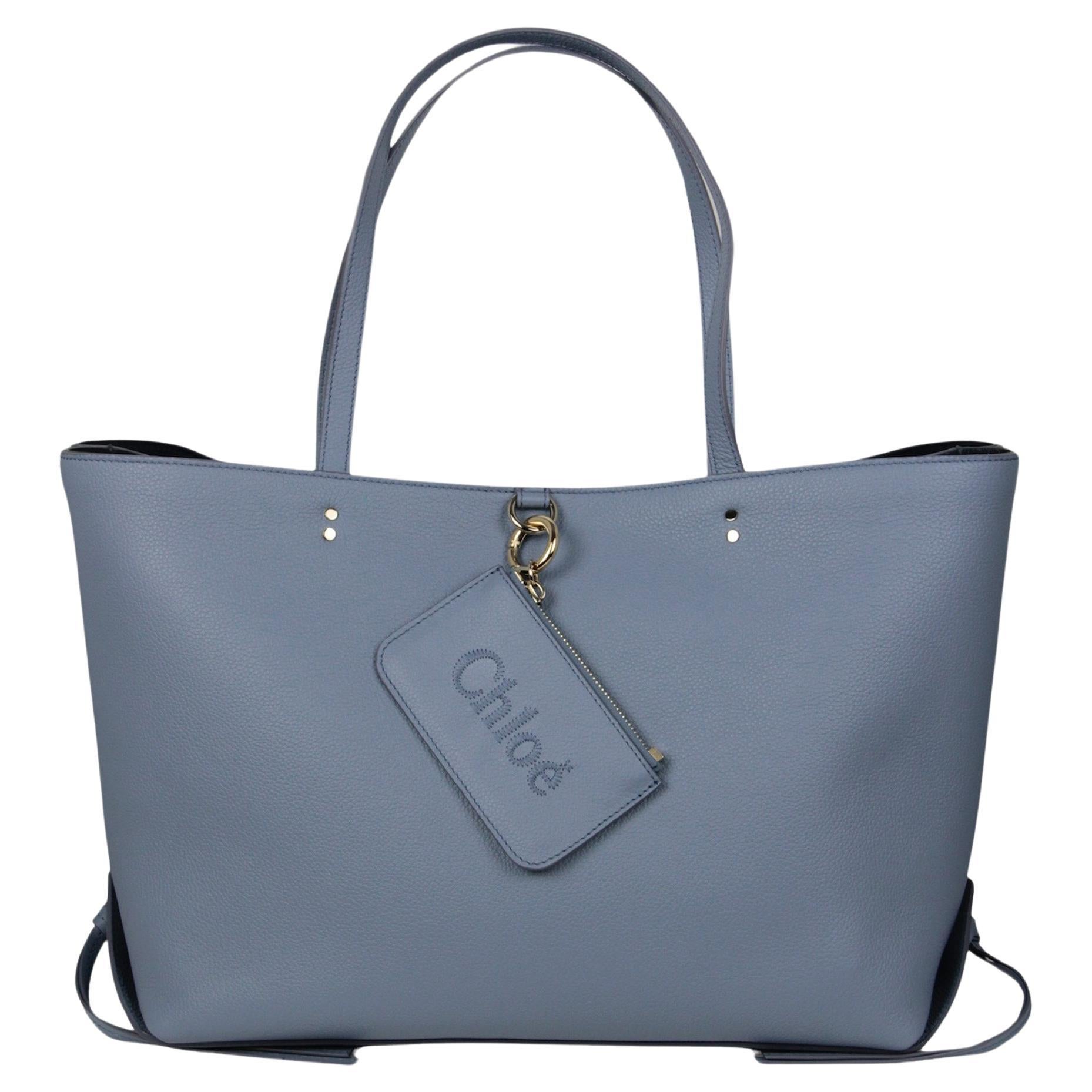 Chloe Shady Cobalt Blue Calfskin Leather Sense Tote Bag en vente