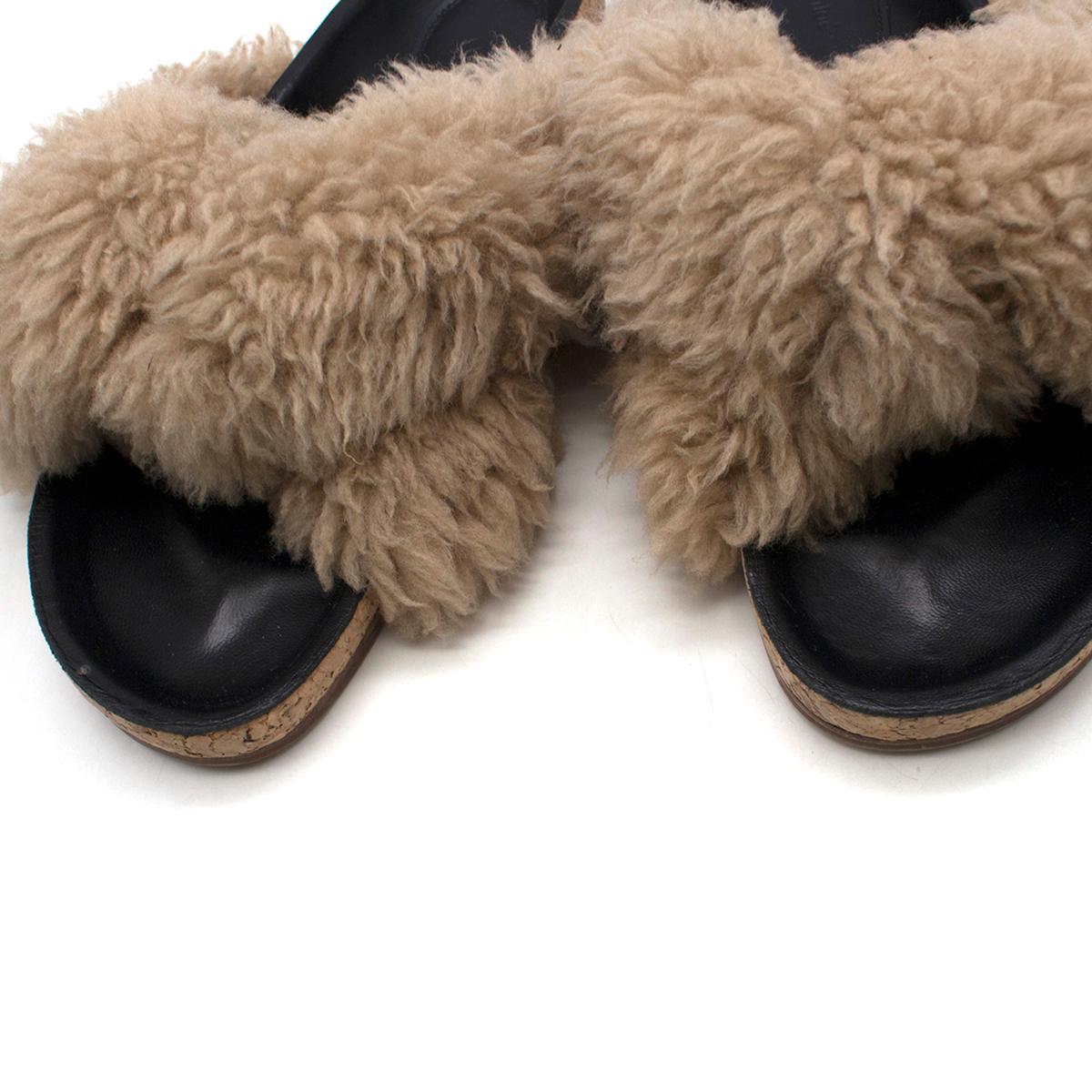 Chloe Shearling Fur Flat Slide Sandal US 10 1