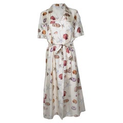 Chloe, Shell print belted silk twill midi shirtdress