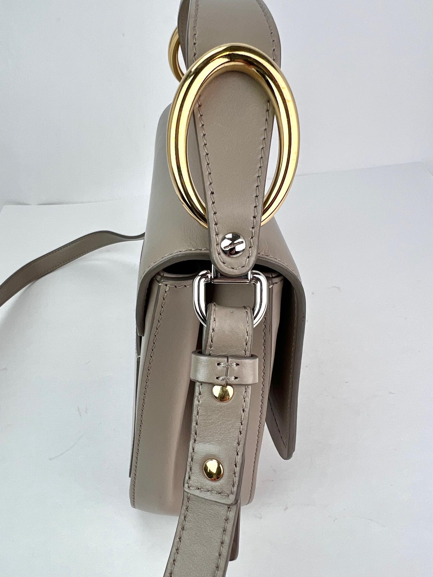 Chloe Shiny Calfskin Suede Small C Motty Gray Shoulder Bag For Sale 8