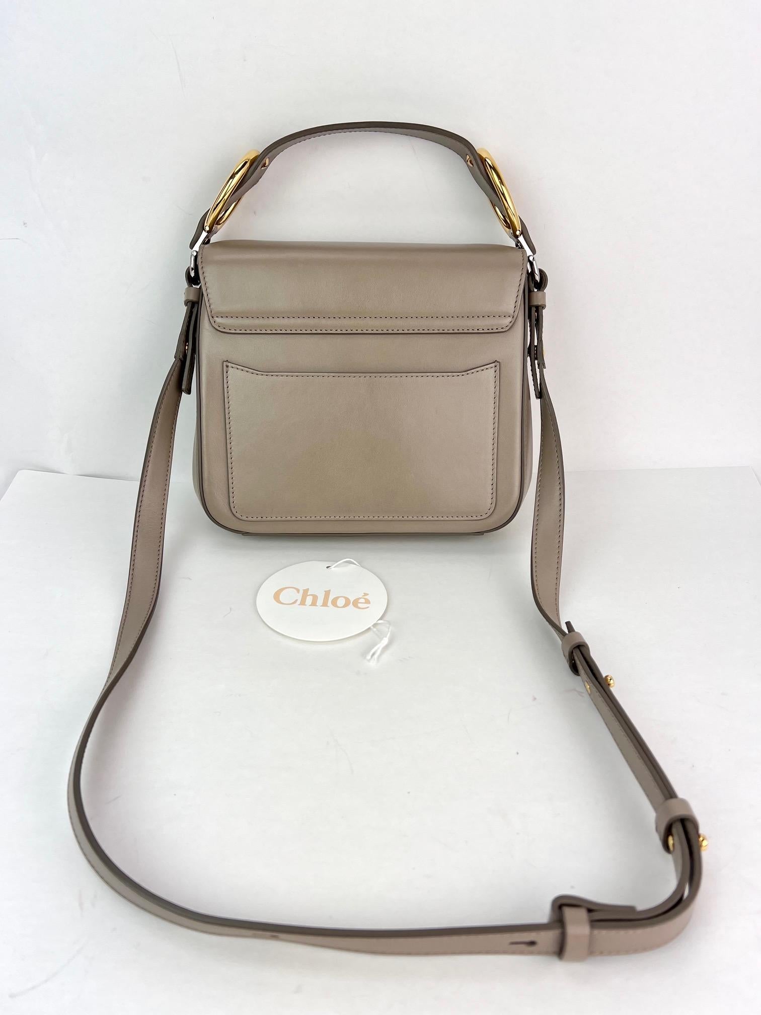 Chloe Shiny Calfskin Suede Small C Motty Gray Shoulder Bag For Sale 9