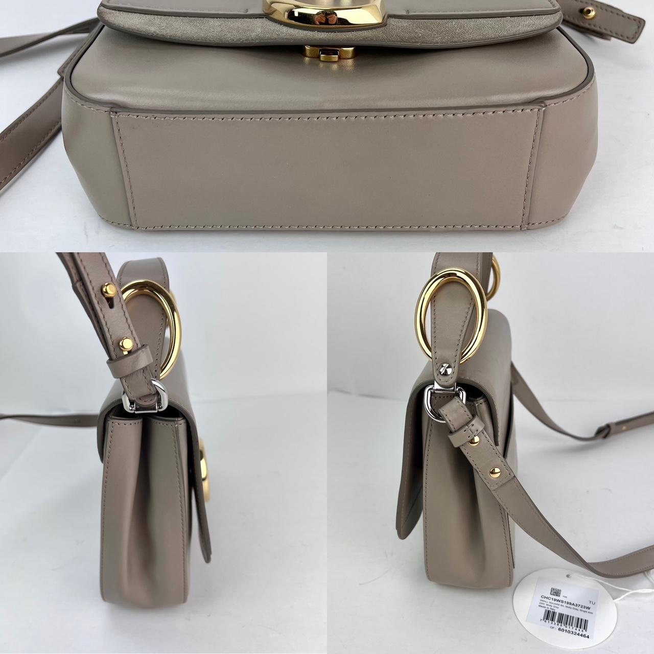 Women's Chloe Shiny Calfskin Suede Small C Motty Gray Shoulder Bag For Sale
