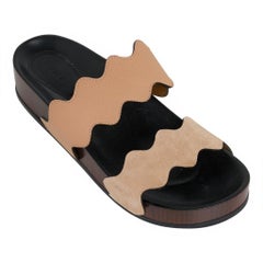 Chloe Shoe Lauren Slides Camel Leather / Sand Suede 39 / 9