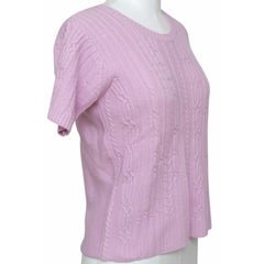 CHLOE Sweater Knit Short Sleeve Top Pink Crew Neck Wool Sz S