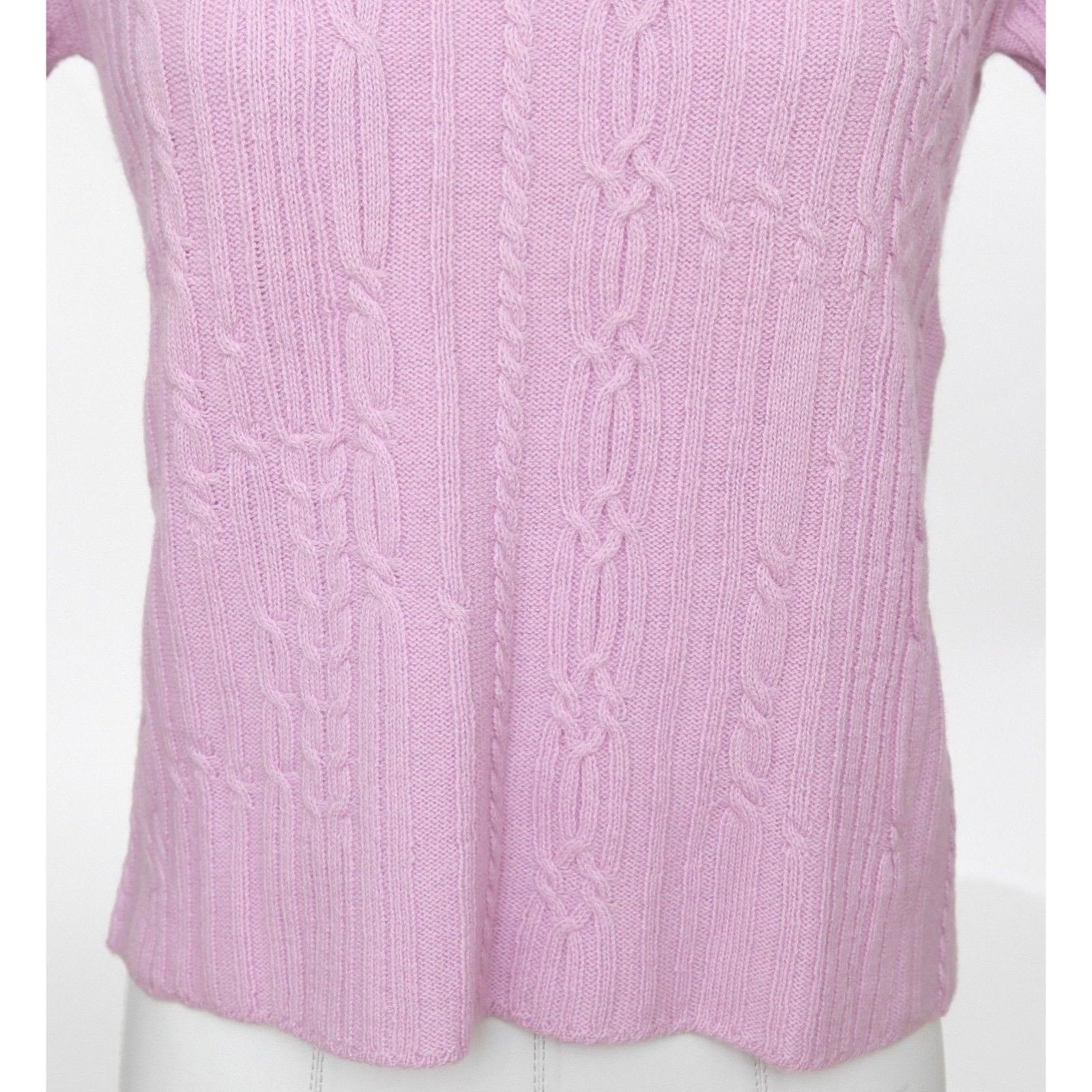 Women's CHLOE Sweater Knit Short Sleeve Top Pink Crew Neck Wool Sz S For Sale