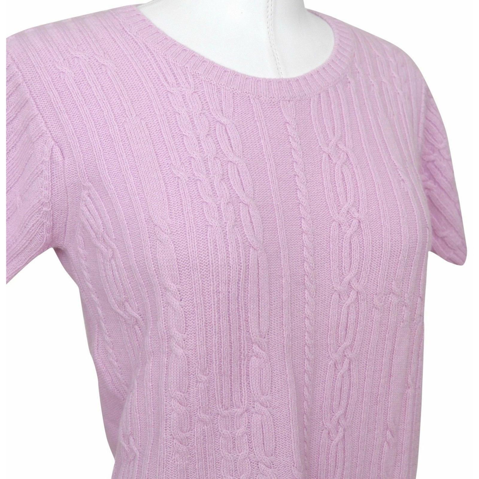 CHLOE Sweater Knit Short Sleeve Top Pink Crew Neck Wool Sz S For Sale 3