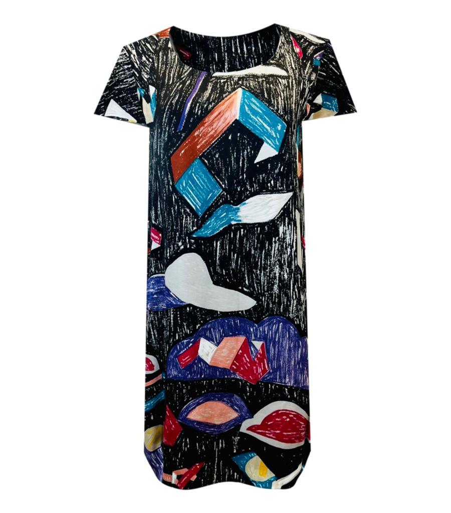 Chloe Silk Abstract Print Dress

Black loose shift dress with brightly colour pattern through out.

Size - 42IT

Condition - Excellent

Composition - Silk 