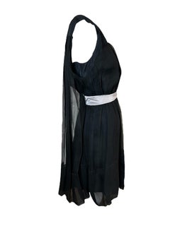 Chloé Silk Chiffon Cocktail Pleated Dress with Sash